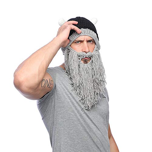 Unisex adulto divertido loco peluca barba larga vikingos gorros vikingos sombreros hecho a mano bárbaro invierno Cosplay disfraces de Halloween gorras