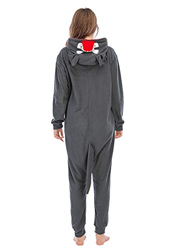 Unisex Pijamas para Adultos Cosplay Animales de Vestuario Ropa de Dormir Halloween y Navidad Gris Talla 146-159cm(S)
