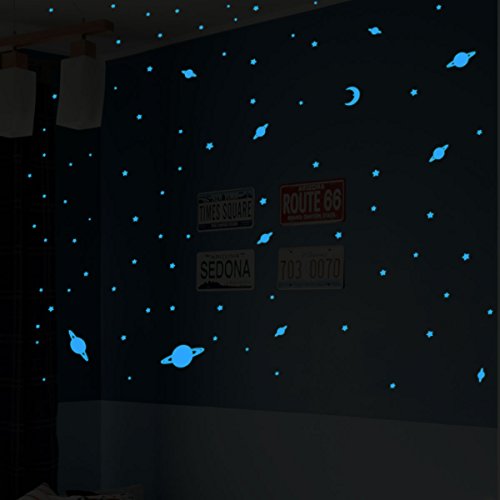 Univers Sticker - Adhesivo para 150 estrellas y planetas que brillan en la oscuridad, color azul