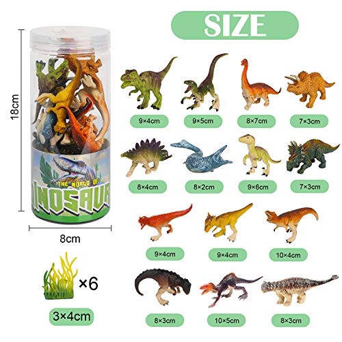 Vanplay 21 Piezas Juguetes Dinosaurios Tarta Cumpleaños Juguete con Cubo de Almacenamiento para Niños