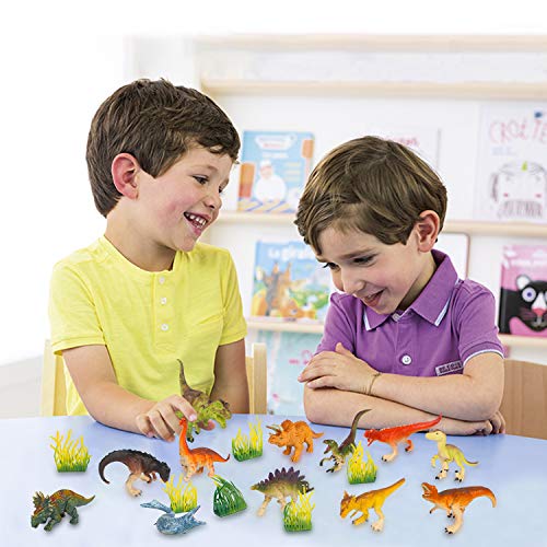 Vanplay 21 Piezas Juguetes Dinosaurios Tarta Cumpleaños Juguete con Cubo de Almacenamiento para Niños
