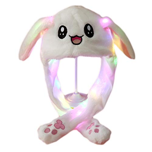 Vdn Djvn - Gorra para mujer, 1 pieza, de peluche luminoso, con orejas móviles, diseño de conejo, panda led, 60 cm, multicolor