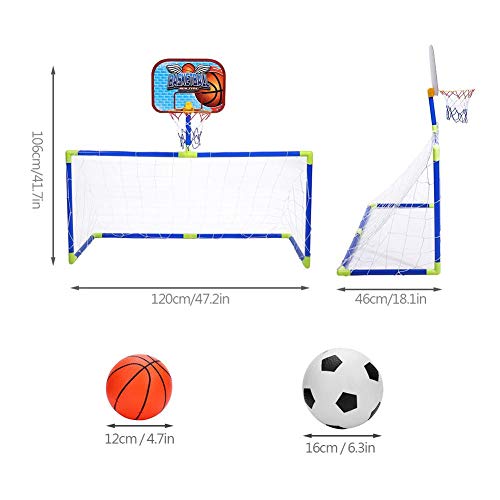 VGEBY1 Juguete con Marco de fútbol de Mini Baloncesto, Juego de combinación de portería de fútbol de Tablero de Baloncesto con Bomba de Bolas para niños Juego de Deportes al Aire Libre en Interiores
