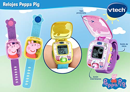 VTech- Peppa Pig Juguete Reloj, Color morado (3480-526022)