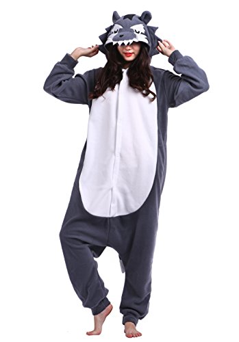 Wamvp Unisex Pijamas para Adultos Kigurumi Cosplay Animales Halloween y Navidad -Lobo L