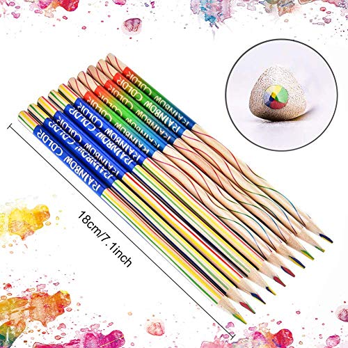WELLXUNK Lapices de Colores,30 Piezas 4 en 1 lápices de Colores,lápices arcoíris,para Arte Dibujo, Colorear y Bosquejar