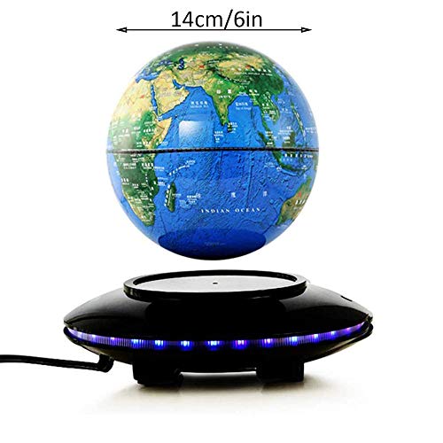 Whinop 6 Pulgadas Magnetic Globe con Luces Color LED,Azul Levitación Magnética para Decoración del Hogar y Escritorio de Oficina para Niños