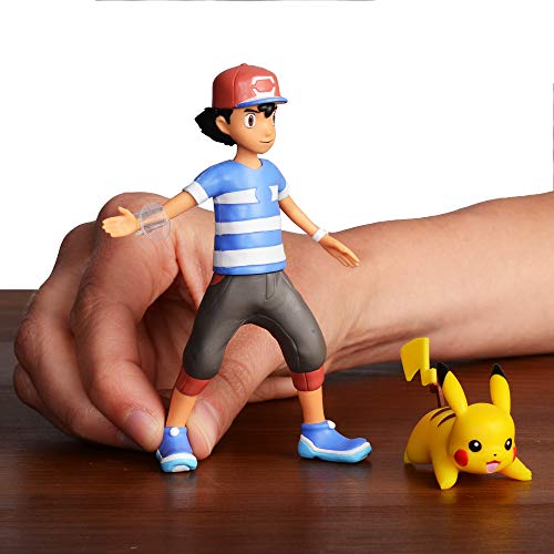 Wicked Cool Toys, LLC Pokemon 4.5 Inch Battle Feature Action Figure - Ash and Pikachu