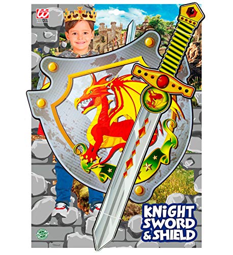 WIDMANN 97304 – Espada y escudo de espuma suave, para niños, caballeros, espada de juego, arma de juego, fiesta temática, carnaval