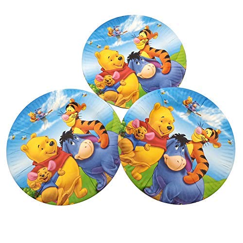Winnie The Pooh Print Plates/Print Paper Round/Round Disposable Plates for Theme/Birthday Parties(Pack of 10)