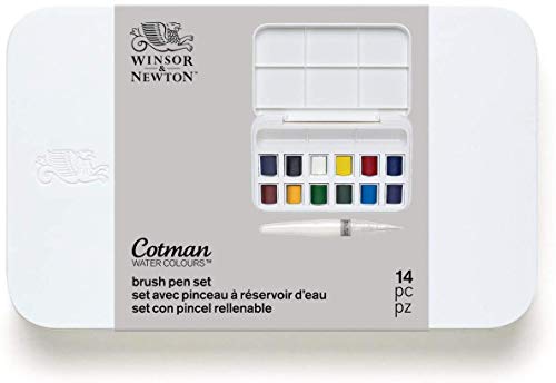 Winsor & Newton 0390658 - Set de 12 acuarelas con pincel rellenable, multicolor