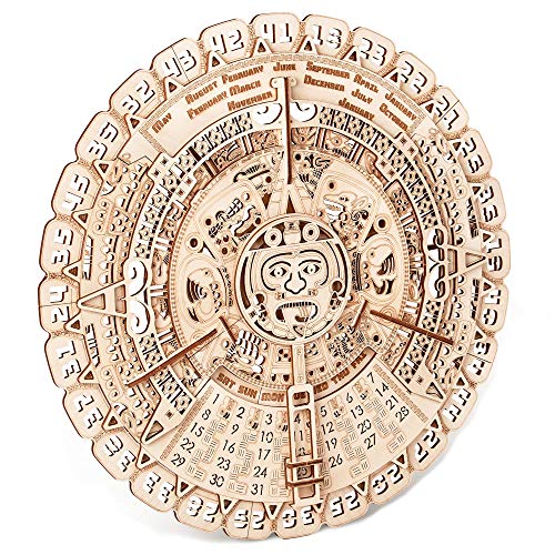 Wood Trick - Calendario Maya - Puzzle 3D madera - Rompecabezas adultos - Ensamblaje sin pegamento - 73 piezas