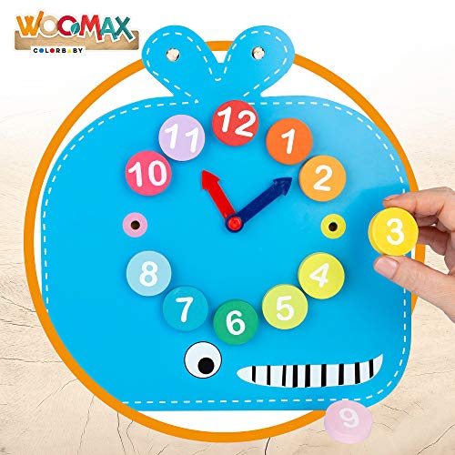 WOOMAX - Ballena reloj y pizarra de madera (Colorbaby 42743)