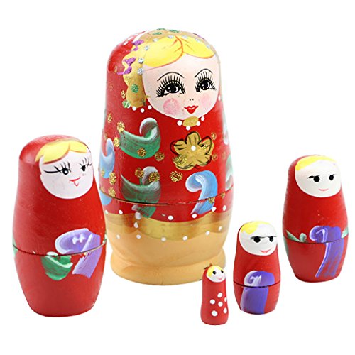 WOWOWO Juego de 5 Piezas de muñecas de Madera Rusa Babushka Matryoshka Regalo Pintado a Mano