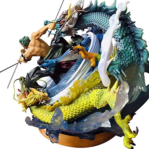 WXIAO HMMOZ Una Pieza GK Figura de acción KO BP Studio Zoro Three Sword Style Dragon Anime Figma Modelo 40 cm Extremo de la Estatua Colección de Juguete Animado Figura (Color : GK Zoro with Box)