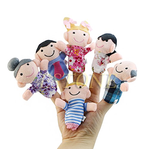 Xuniu 6 Piezas Niños Bebé Familia Marionetas de Dedo Juguetes, Muñeca de Tela de Felpa Jugar Juego Aprender Juguetes de Historia