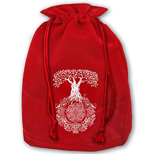 Yggdrasil - Bolsas de tela de terciopelo con cordón para el árbol de la vida, bolsas de regalo de Navidad, bodas, regalos de dulces para Acción de Gracias, cumpleaños, arcoíris amor, 35,5 x 45,7 cm
