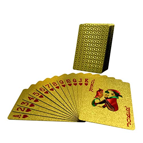 Yipianyun Tarjetas De Juego De Póquer, Paquetes con Tarjetas De Póquer De Lámina De Oro A Prueba De Agua,Oro