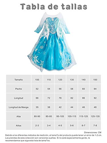 YOSICIL Princesa Disfraz de Princesa Frozen Elsa Disfraces de Princesa Manga Gradiente Fancy Dress Elasticidad niña Lentejuela Impreso Nieve Princesa Disfraz Accesorios con Capas 3-9 años
