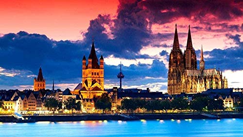 YUJH Rompecabezas 1000 Piezas de Rompecabezas de Madera Catedral de Colonia Colonia Alemania Noche Europea Juego Infantil Art Deco Regalo Paisaje