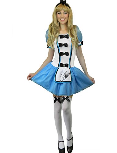 Yummy Bee Disfraz de Alicia en el país de Las Maravillas Fiesta de Disfraces Mujer Alice in Wonderland Talla Grande 34 - 46 (Mujer: 36 - 38)