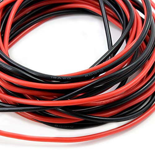 YUNIQUE ESPANA 20 Silicona 18AWG Super Flexible Cable de Goma Silicónica 18AWG Rojo/10 Pies Negro