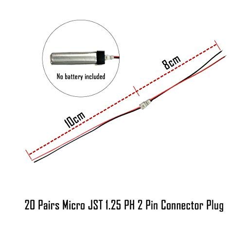 YUNIQUE ESPANA 40 Conectores JST Micro Pico 1,25 mm 2 Pines Macho + 20 Hembra con Cable 80/100mm