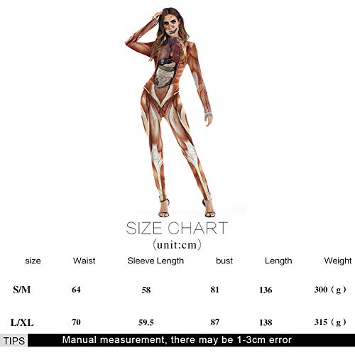 YYSDH 2019 Realista Ropa Funcional Anatomía 3D de la impresión Digital de la Etapa del Traje del Cuerpo Humano Estructura de impresión de la Manga Larga de Las señoras Mono S-XL,C,M