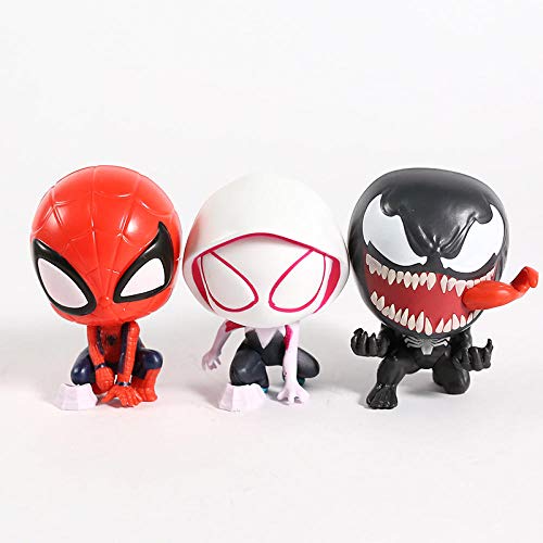zdfgv 3 unids/Set Spiderman Spider Gwen Stacy Venom PVC Figuras de acción Juguetes 7.5cm