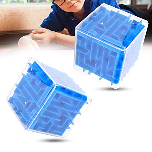 Zerodis Juguete clásico de Laberinto cúbico, Juego de Rompecabezas de plástico Juguete Laberinto Tridimensional Juguete Creativo Favorito de los niños(Azul)