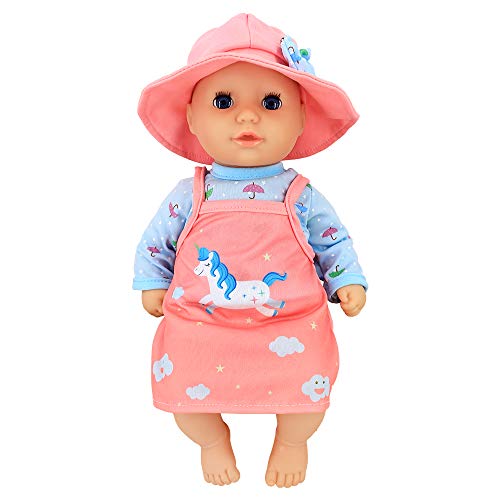 ZWOOS Ropa de Muñecas para New Born Baby Doll, Atuendo Unicornio con Sombrero para 18 " Muñecas (40-45 cm)