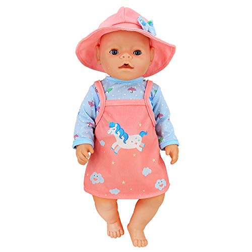 ZWOOS Ropa de Muñecas para New Born Baby Doll, Atuendo Unicornio con Sombrero para 18 " Muñecas (40-45 cm)
