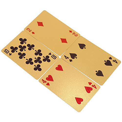 Cartas de póker - Cartas de póker de Lujo Delaman Cartas de Juego de lámina de Oro Falso a Prueba de Agua Cartas de Juego de póquer de plástico con Caja(Cheque)