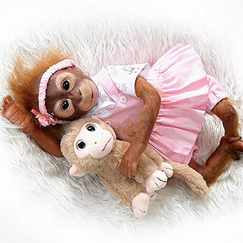 iCradle Reborn Dolls 21" /52cm Adorable Reborn Baby Monkey Dolls Muñeca Suave Silicona Realistas Hermosas Muñecas Recién Nacidos Playmate (Monkey 2)