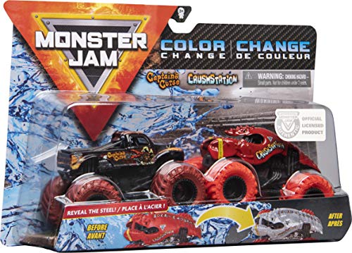 Monster Jam Camiones Monstruos fundidos a presión del Captain's Curse vs. Crushstation Que cambian de Color, Escala 1:64