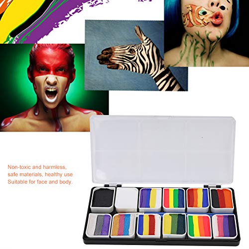Pintura para la cara, 12 colores Pintura para la cara Pintura a base de agua Fiesta de Halloween Juego de pelota Fan Fancy Body Art Pigmento de maquillaje