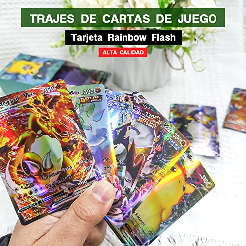 100 Cartas Pok V-VMAX Español - Contienen 88 Cartas VMAX 11 Energy Card 1 Entrenador - de Alta Potencia Aleatorias - V-VMAX Español VMax Gigamax - Carta Coleccionables