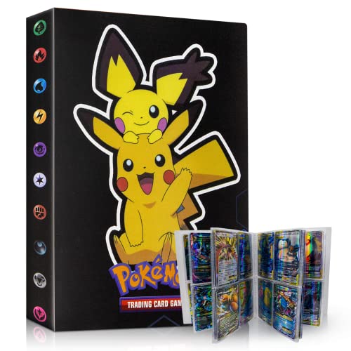 Egmelos Álbum de Cartas Coleccionables, Tarjetero es apto para Pokémon, 30 Páginas de Albunes Pokemon, con Capacidad para 240 Tarjetas (A1 Pikachu negro）