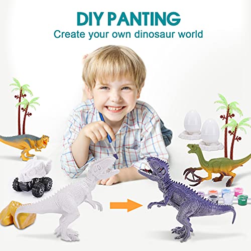 Kit Pintura Dinosaurios, 45 Piezas Juguetes Dinosaurios Figuras para Pintar, Juegos Manualidades Kit Pintura para Niños, Regalos de Cumpleaños Navidad para 5-12 Años