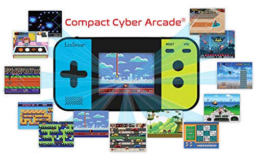 LEXIBOOK- Compact Cyber Arcade Consola portátil, 250 Juegos, LCD, con Pilas, Videojuego niño Adolescente, Negro/Azul/Verde, Color (China)