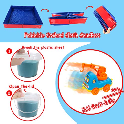 Magic Sand Kit – Juego de arena de juego de construcción de 3 lbs arena con 2 colores, caja de arena plegable con juego limpio para niños y niñas