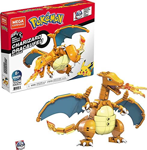 Mega Construx Pokémon Charizard Figura de 222 bloques de construcción de juguete para niños (Mattel GWY77)