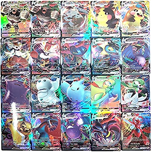 MRZJ Juego de 100 cartas Pokémon VMAX V GX, Flash Trading Puzzle 2021 Nuevo 100VMAX(60V+40VMAX)