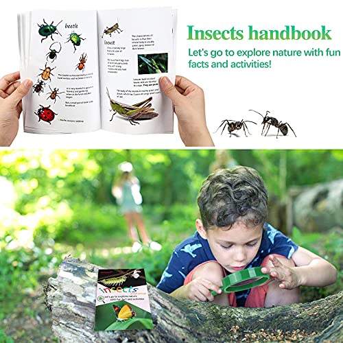 Nabance Kit Explorador para Niños, 24 Piezas Juguetes de Exploración con Binoculares, Caja de Observación ​con Lupa, Linterna, Brújula, Insectos Simulados, Bolsa de Almacenamiento, Manual de Insectos