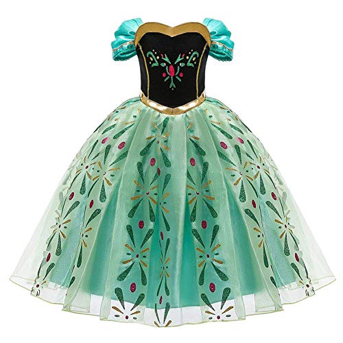OwlFay Disfraz Anna Princesa Vestido para Niñas Reino del Hielo Traje de Carnaval Fiesta Cosplay Halloween Fancy Dress Up Costume 4-5 Años