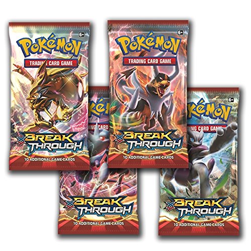 Paquete de 4 sobres de tarjetas de comercio con 10 Pokémon XY Break Through