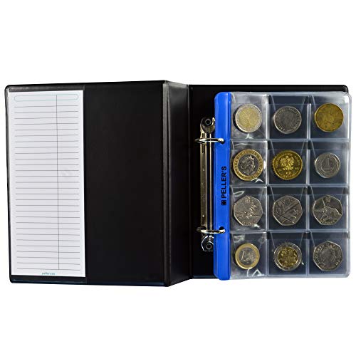 PELLER'S Álbum de monedas para 132 monedas (tipo S Álbum). 10 hojas con compartimentos: 35x35mm, 31x26mm y 55x55mm. Para monedas con diámetro mixto.
