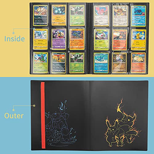 PhD Keisi Album Pokemon para Cartas Coleccionables,Tarjeta PM TCG de Juego, Colección Carpeta Compatible con Pokémon - Tiene Capacidad 324 Tarjetas - 18 páginas Premium - 9 Bolsillos(Black)