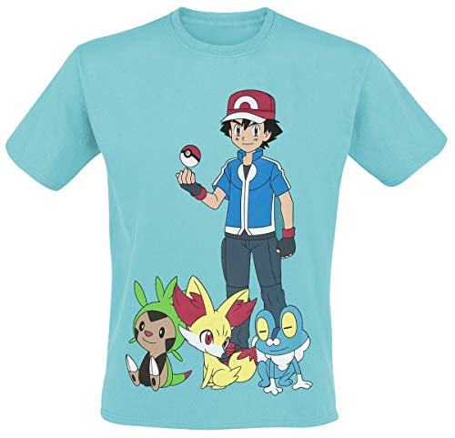 Pokemon Ash Ketchum Camiseta Turquesa S