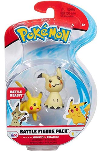 Pokemon Battle Figures 2-Pack, Pikachu & Mimikyu, Figuras de 5 cm, con Licencia Oficial